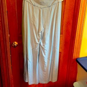 Soft denim wide leg pants/matching blouse
